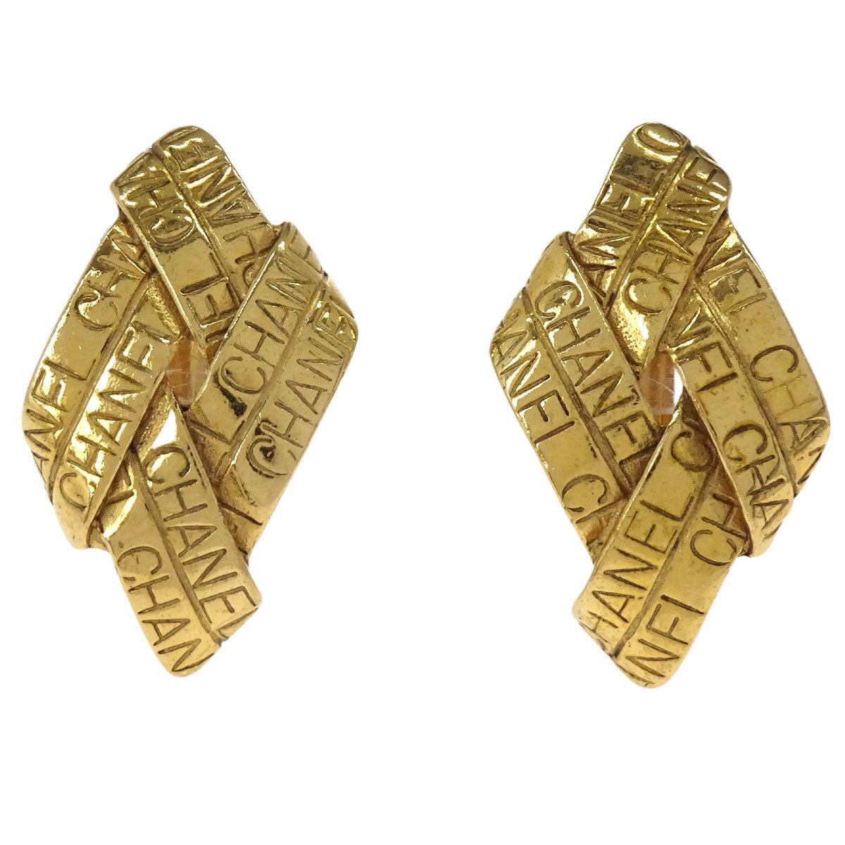 Chanel Rhombus Clip-On Earrings Gold 96P