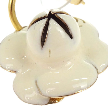 Chanel Camellia Pierced Earrings Gold White 02P