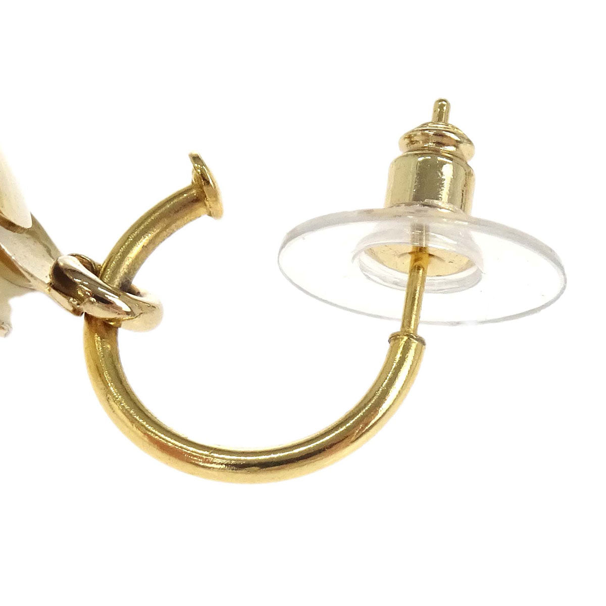 Chanel Camellia Pierced Earrings Gold White 02P