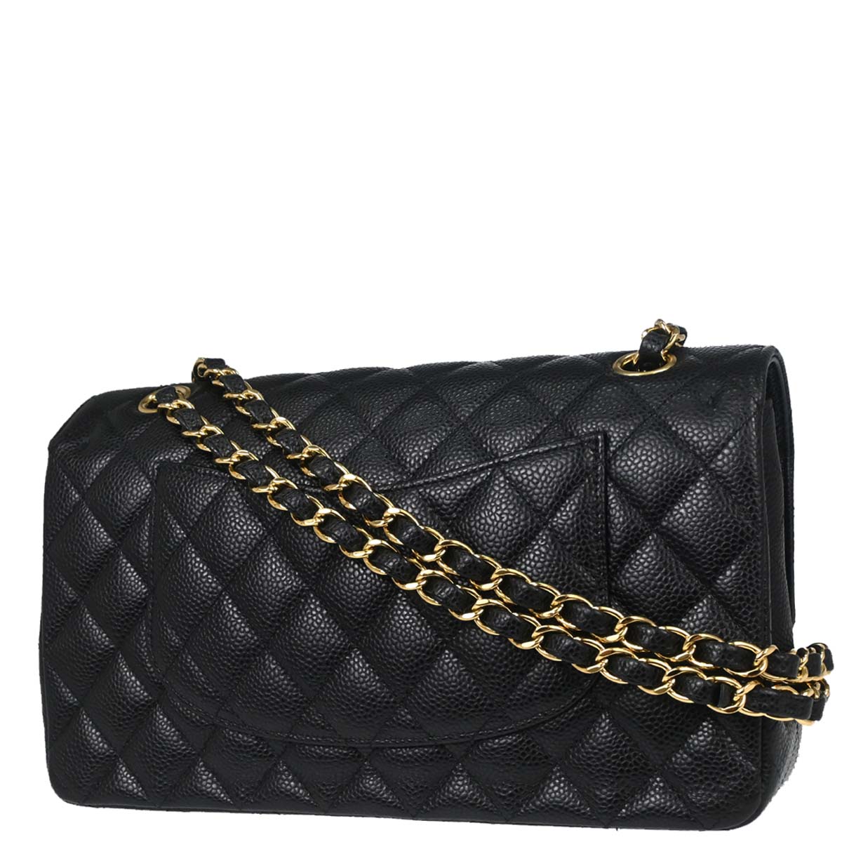 Chanel Black Caviar Skin Medium Classic Double Flap Shoulder Bag