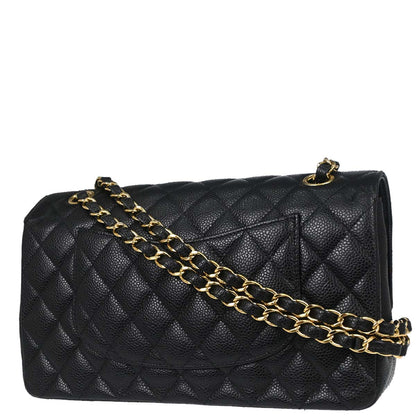 Chanel Black Caviar Skin Medium Classic Double Flap Shoulder Bag