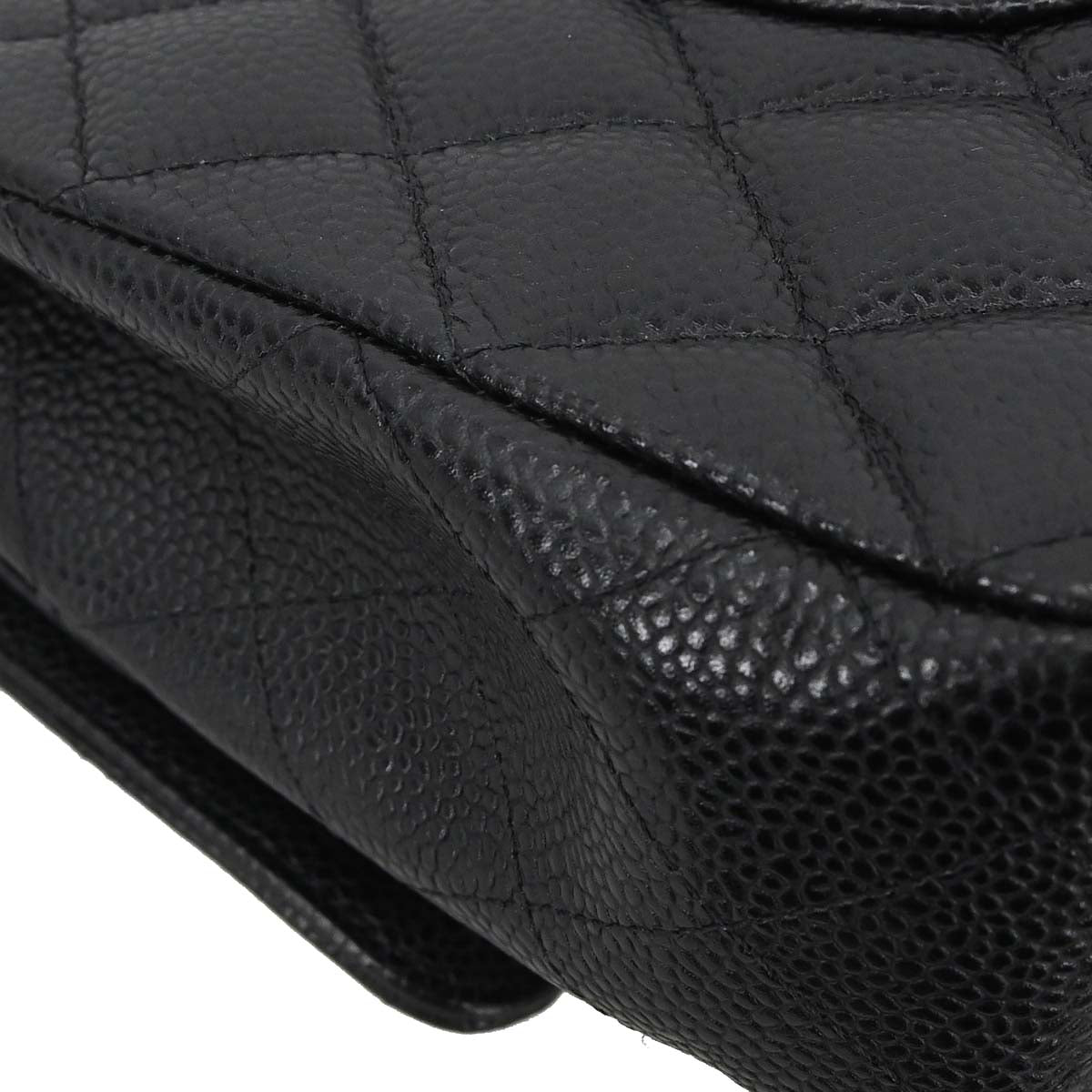 Chanel Black Caviar Skin Medium Classic Double Flap Shoulder Bag