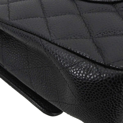 Chanel Black Caviar Skin Medium Classic Double Flap Shoulder Bag