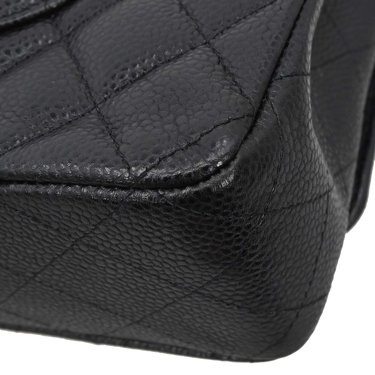 Chanel Black Caviar Skin Medium Classic Double Flap Shoulder Bag