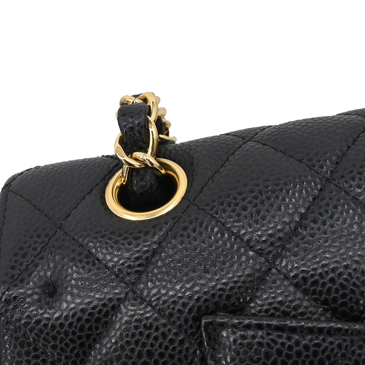 Chanel Black Caviar Skin Medium Classic Double Flap Shoulder Bag