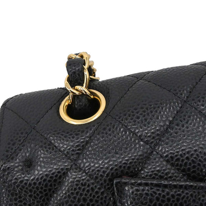 Chanel Black Caviar Skin Medium Classic Double Flap Shoulder Bag
