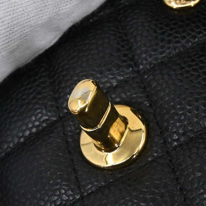 Chanel Black Caviar Skin Medium Classic Double Flap Shoulder Bag