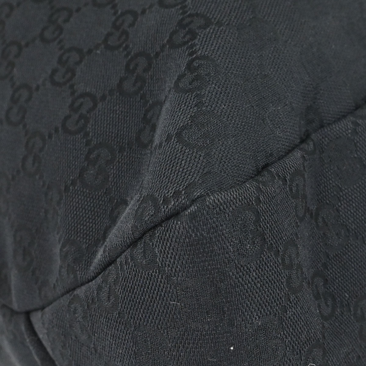 Gucci Black Canvas GG Horsebit Hobo Handbag