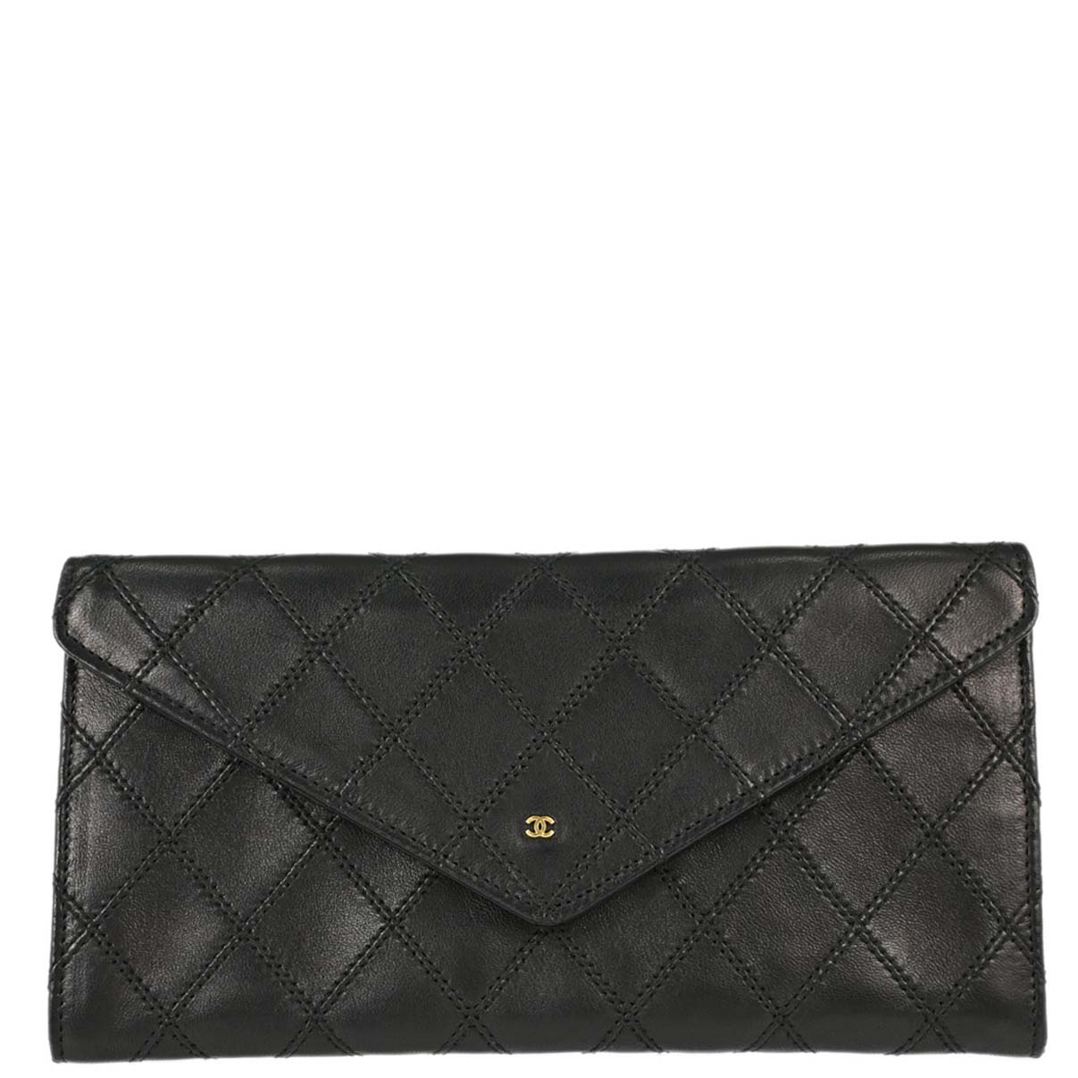 Chanel Black Lambskin Bicolore Long Wallet