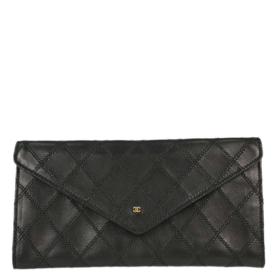 Chanel Black Lambskin Bicolore Long Wallet
