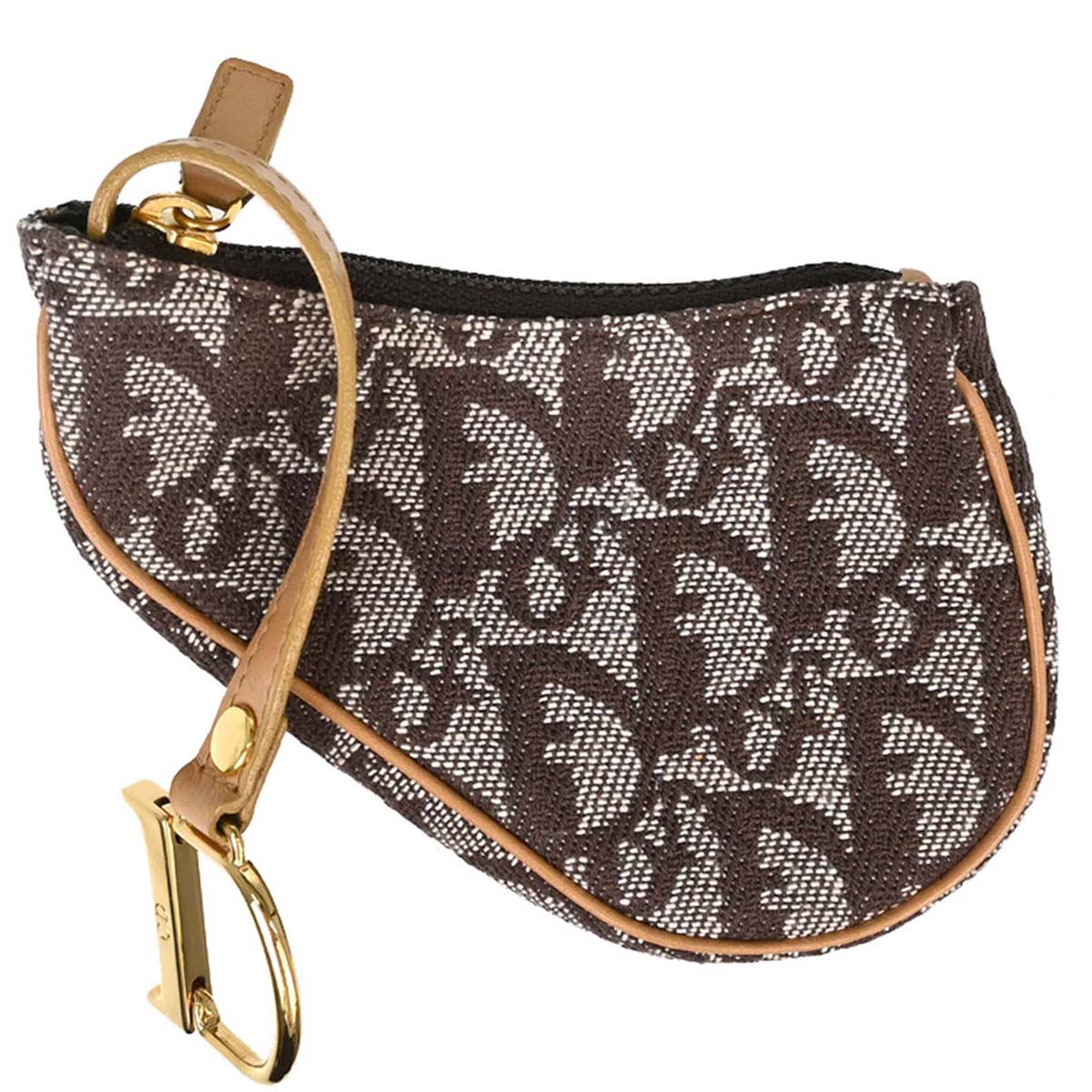 Christian Dior Brown Trotter Saddle Coin Purse Wallet Mini Pouch