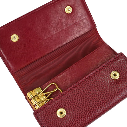 Chanel 1994-1996 Burgundy Caviar Six Hook Key Case Small Good