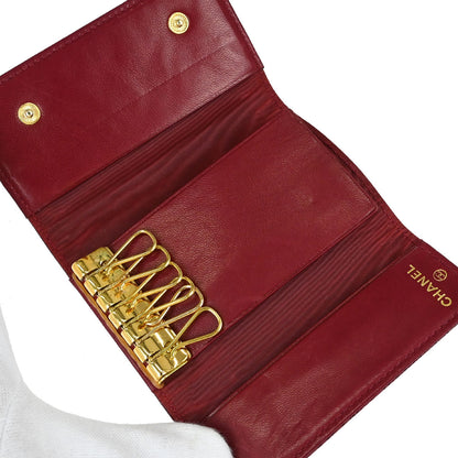 Chanel 1994-1996 Burgundy Caviar Six Hook Key Case Small Good