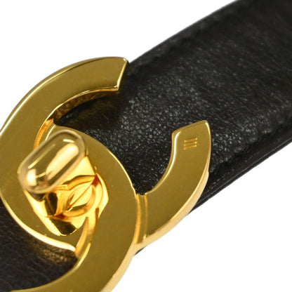 Chanel Black Gold CC Turnlock Leather Belt #65/26