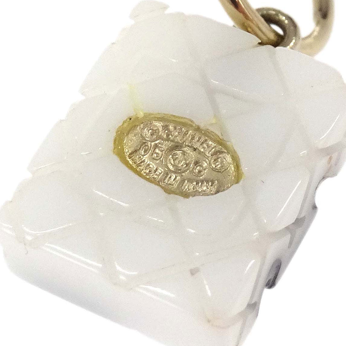 Chanel Dangle Cambon Ligne Pierced Earrings Gold White 05C