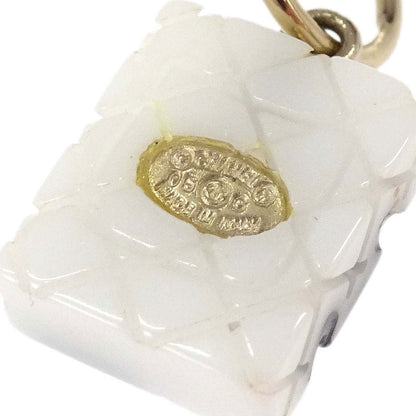 Chanel Dangle Cambon Ligne Pierced Earrings Gold White 05C