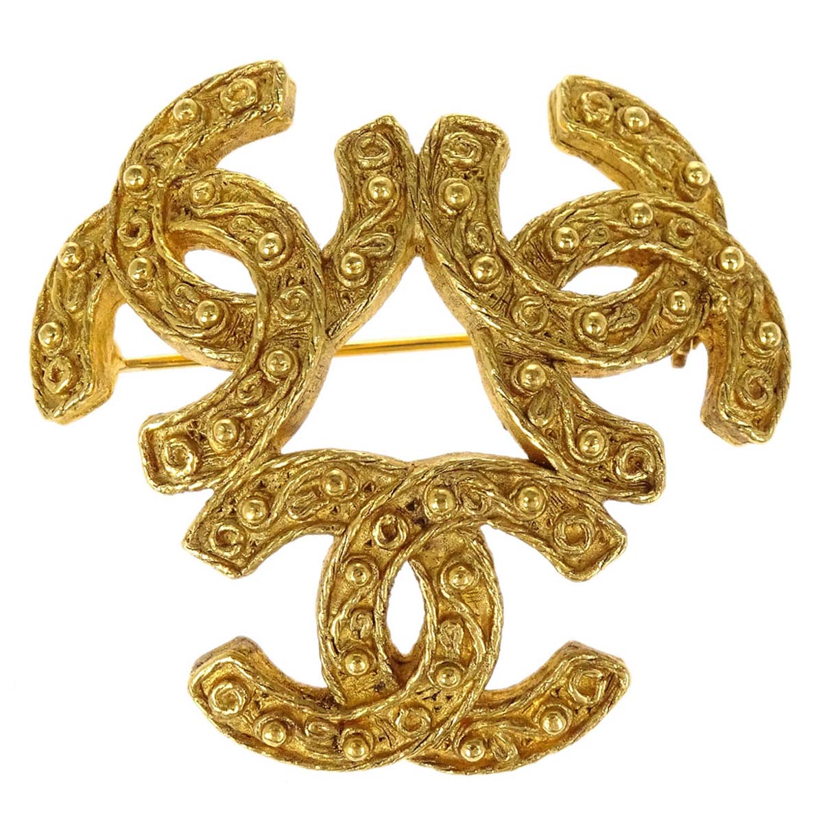 Chanel Gold Triple CC Brooch Pin 94A