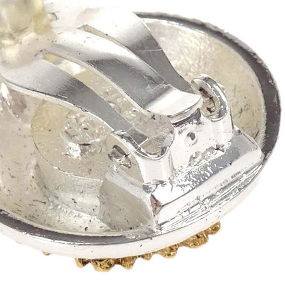 Chanel Button Clip-On Earrings Silver Gold 97P
