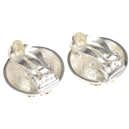 Chanel Button Clip-On Earrings Silver Gold 97P