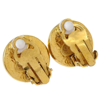 Chanel Costume Pearl Button Clip-On Earrings Gold 94A