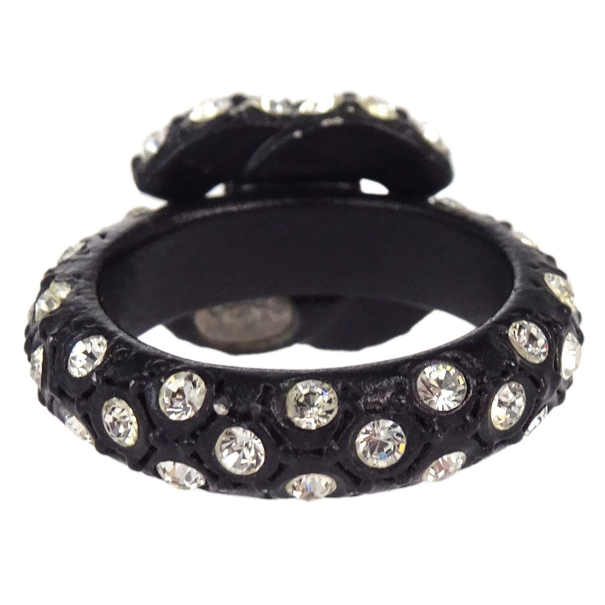 Chanel Ring Black Acrylic Rhinestone #53 02A