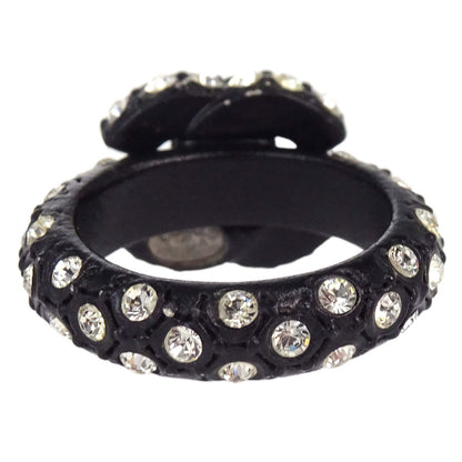 Chanel Ring Black Acrylic Rhinestone #53 02A