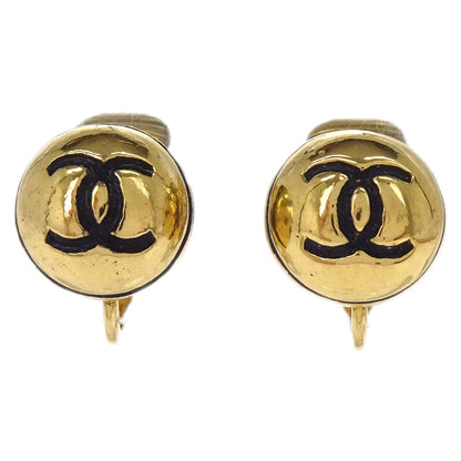 Chanel Button Clip-On Earrings Gold 205