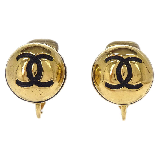 Chanel Button Clip-On Earrings Gold 205