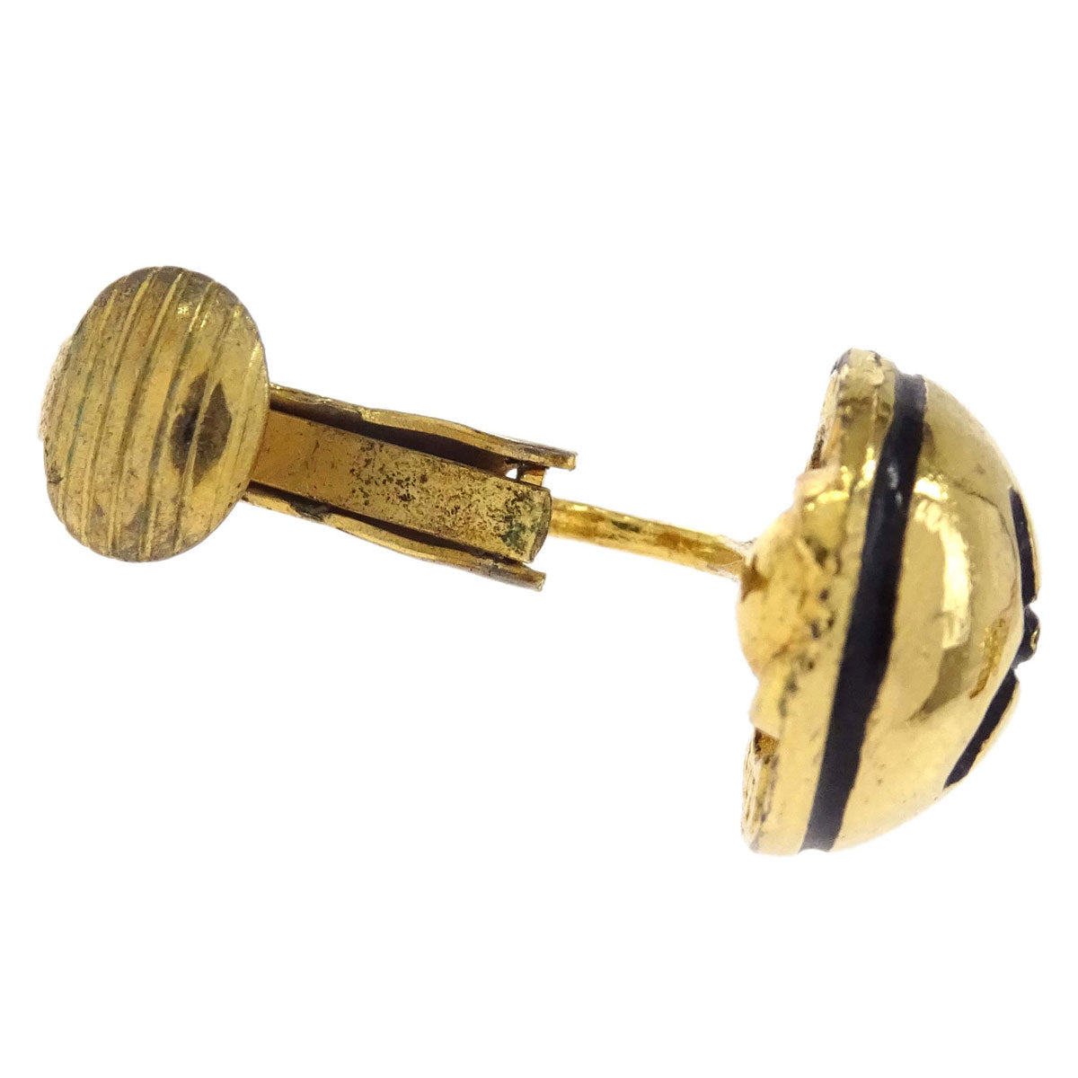 Chanel Button Clip-On Earrings Gold 205