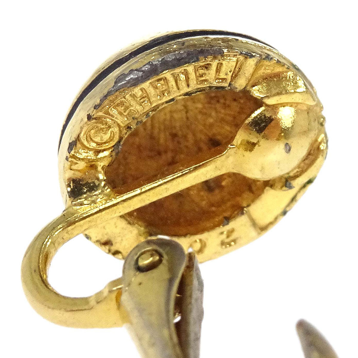 Chanel Button Clip-On Earrings Gold 205