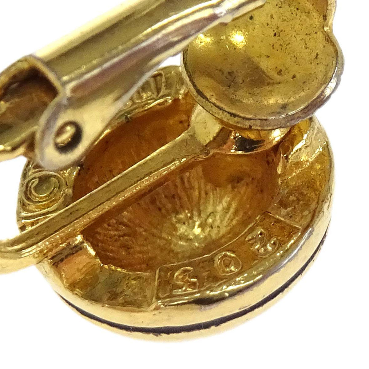 Chanel Button Clip-On Earrings Gold 205