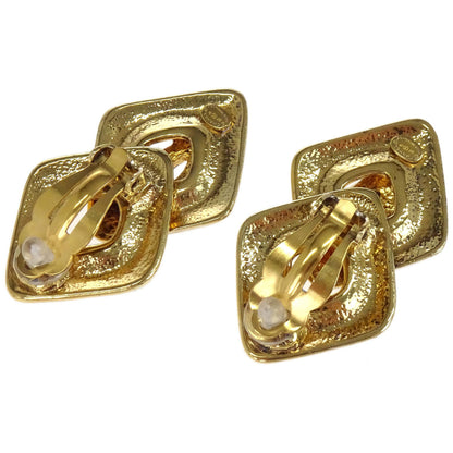 Chanel Rhombus Clip-On Earrings Gold 97P