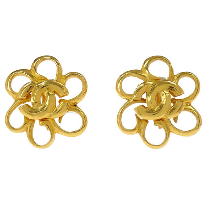 Chanel Flower Clip-On Earrings Gold 96P
