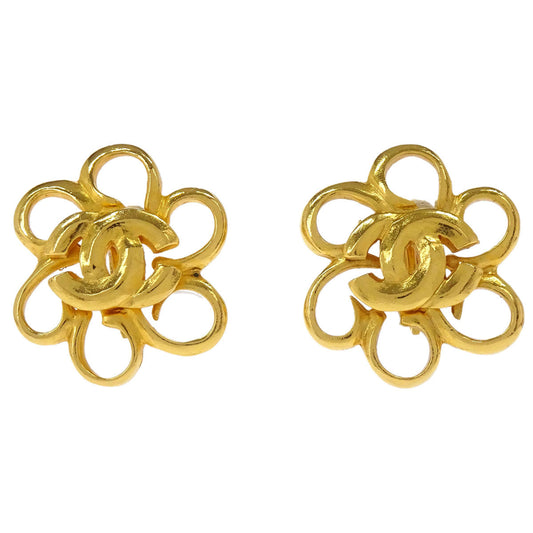 Chanel Flower Clip-On Earrings Gold 96P
