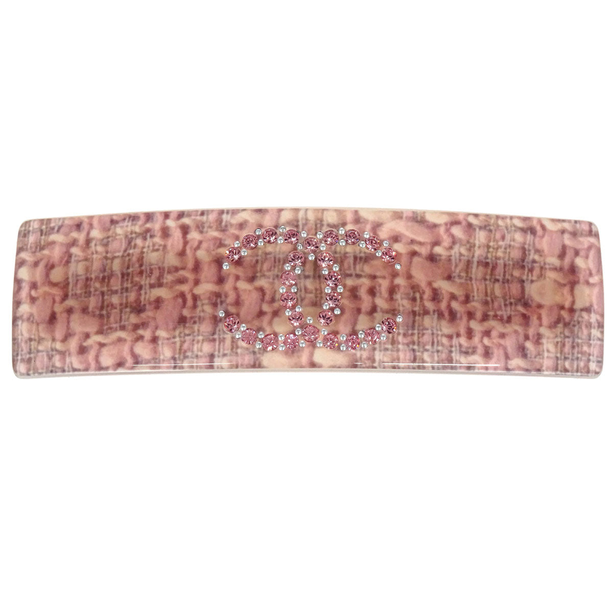 Chanel Hair Clip Barrette Hair Accessories Pink Rhinestone 08P