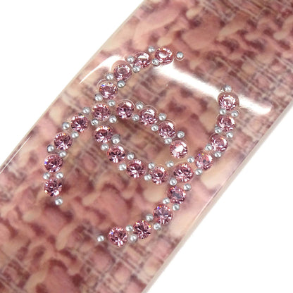 Chanel Hair Clip Barrette Hair Accessories Pink Rhinestone 08P