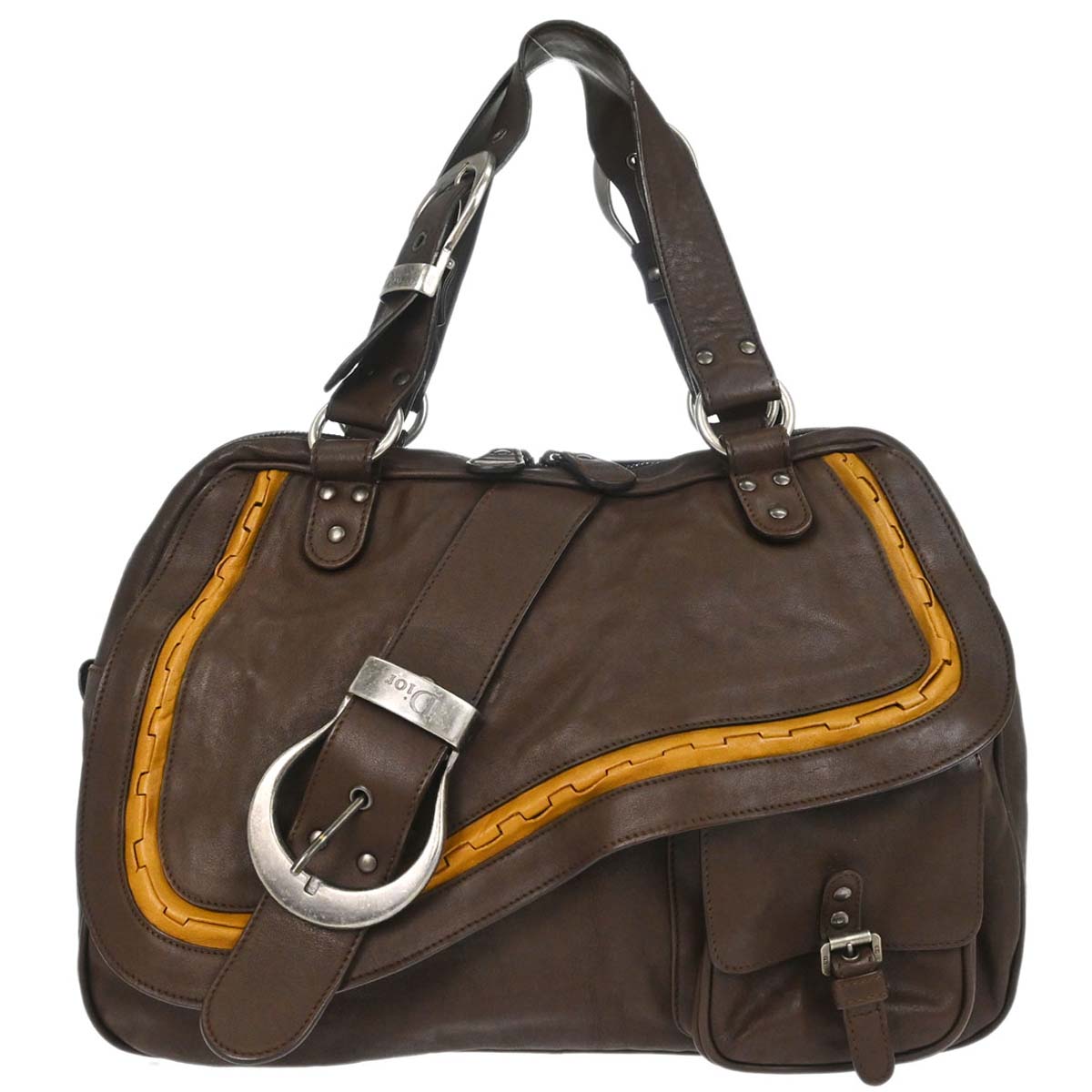 Christian Dior Brown Leather Gaucho Handbag