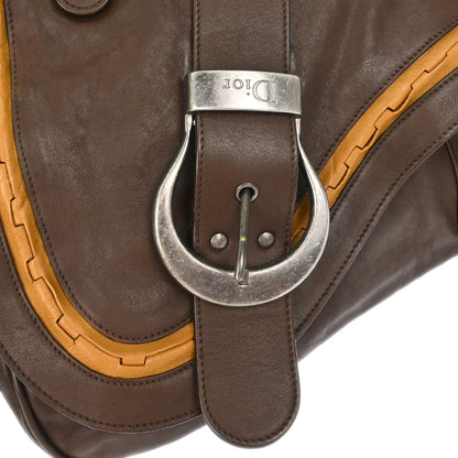 Christian Dior Brown Leather Gaucho Handbag