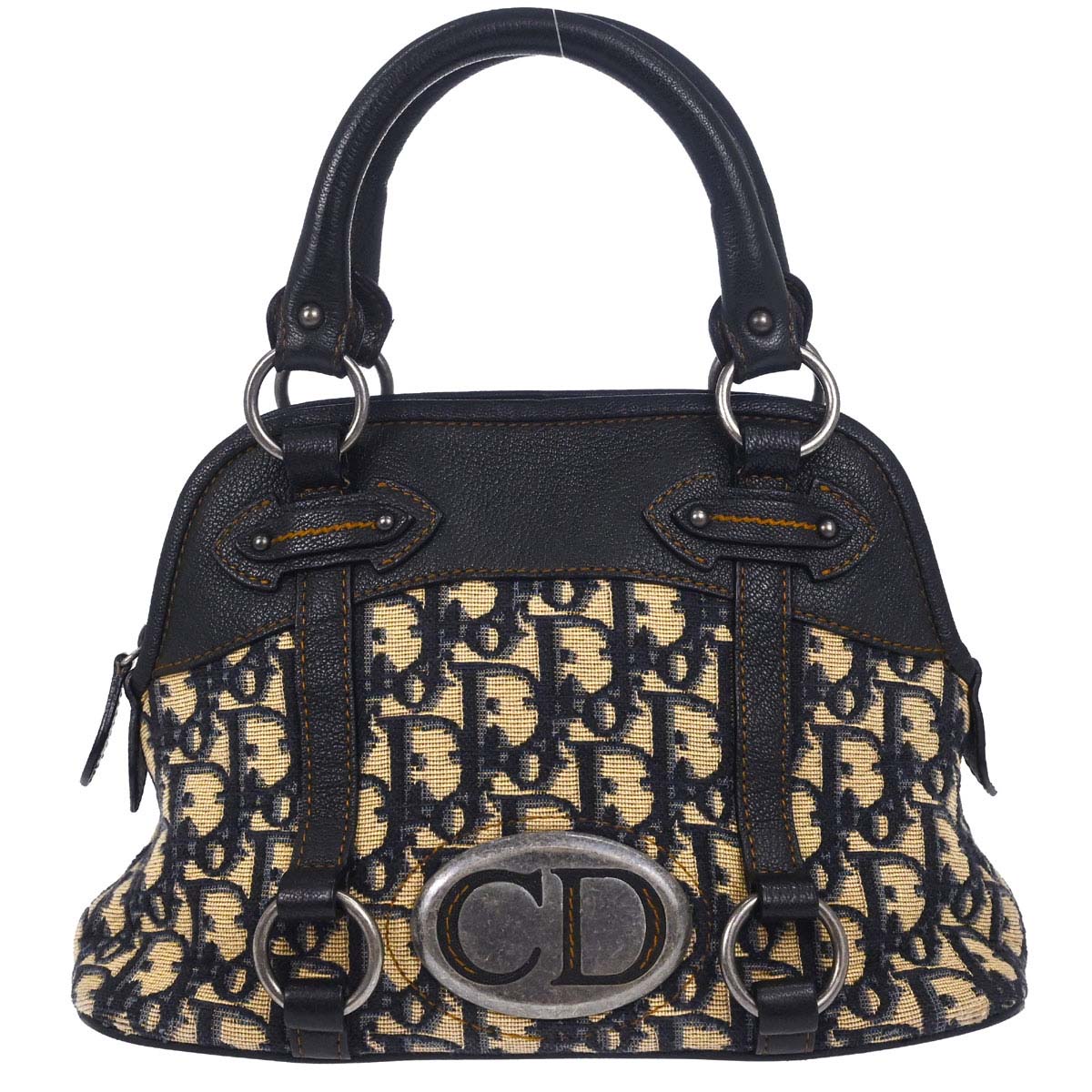 Christian Dior Navy Beige Vintage Traveler Trotter Handbag