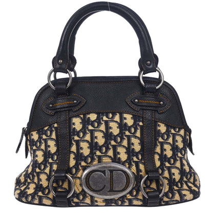 Christian Dior Navy Beige Vintage Traveler Trotter Handbag