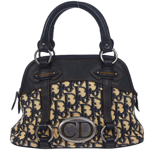 Christian Dior 2006 Navy Beige Vintage Traveler Trotter Handbag