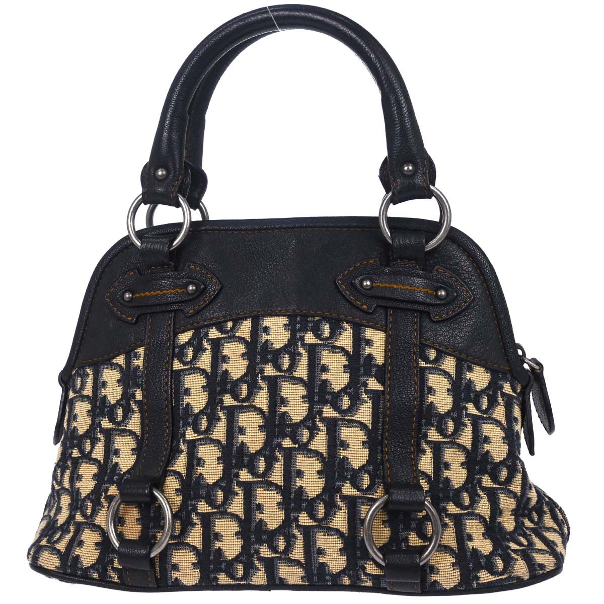 Christian Dior Navy Beige Vintage Traveler Trotter Handbag