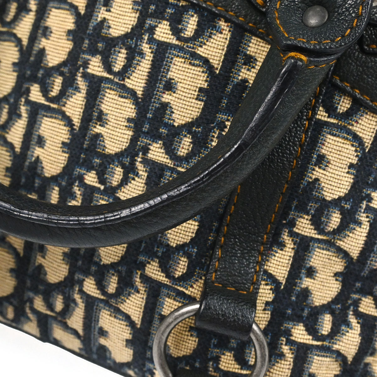 Christian Dior Navy Beige Vintage Traveler Trotter Handbag