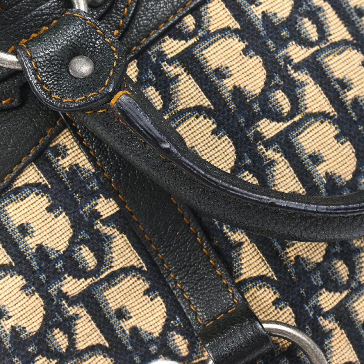Christian Dior Navy Beige Vintage Traveler Trotter Handbag