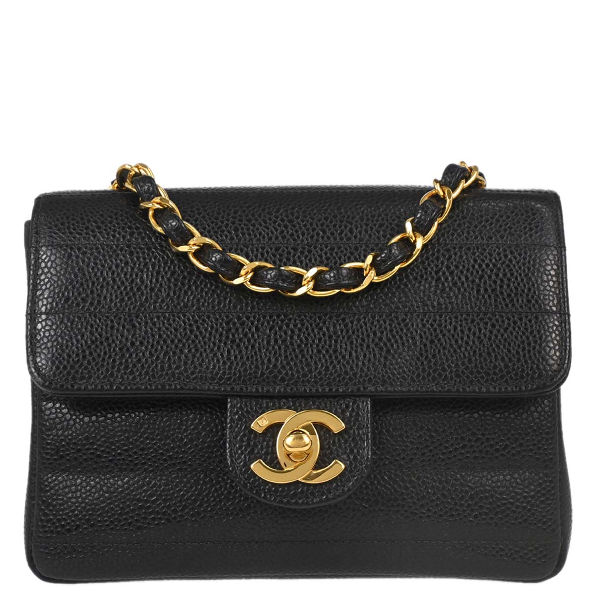 Chanel Black Caviar Mini Classic Square Flap Shoulder Bag 17