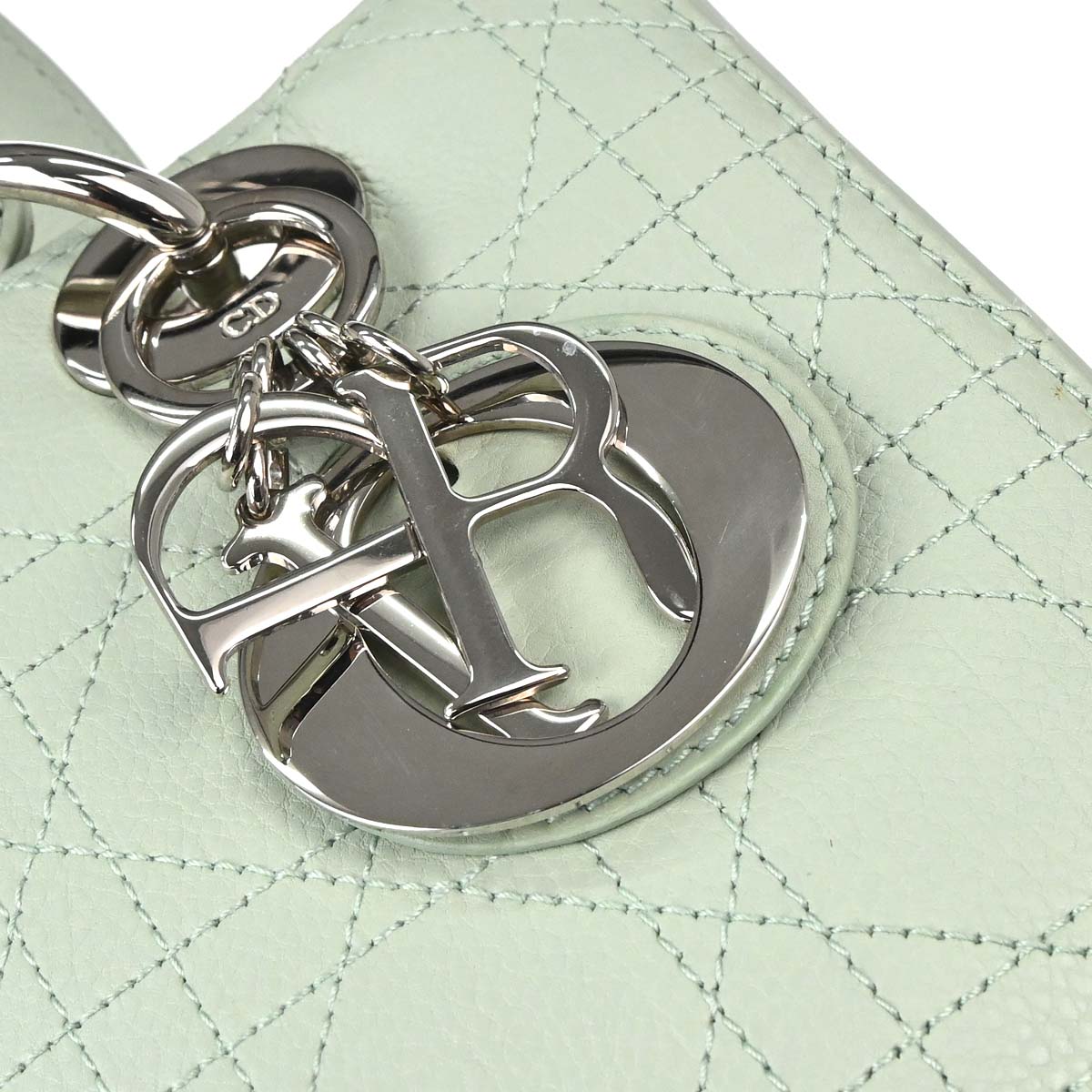 Christian Dior Green Leather Lady Dior Cannage 2way Handbag