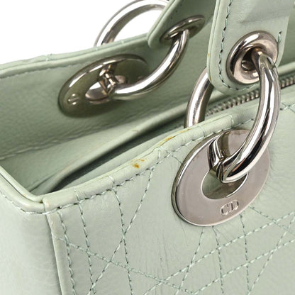 Christian Dior Green Leather Lady Dior Cannage 2way Handbag