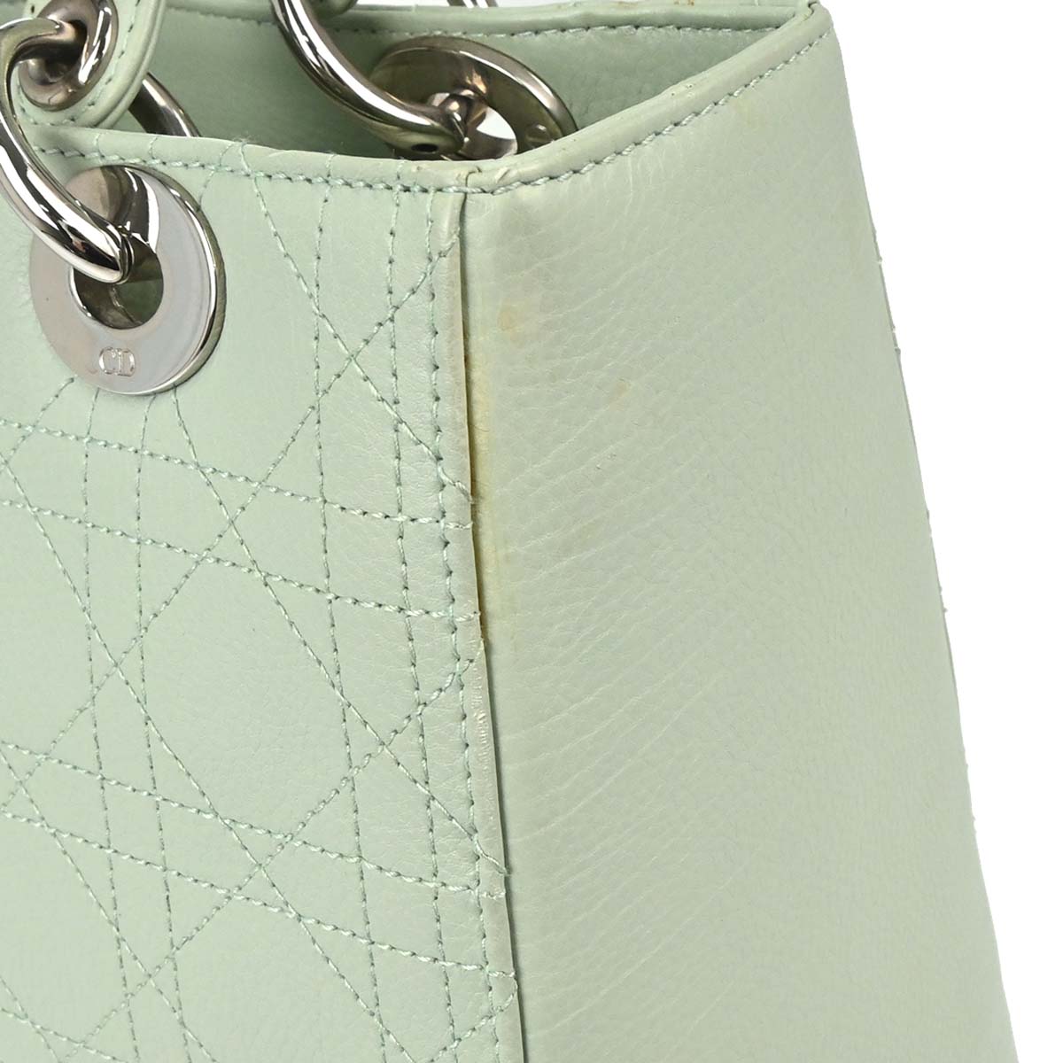 Christian Dior Green Leather Lady Dior Cannage 2way Handbag