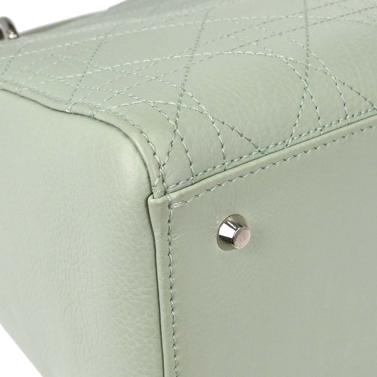 Christian Dior Green Leather Lady Dior Cannage 2way Handbag