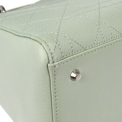 Christian Dior Green Leather Lady Dior Cannage 2way Handbag